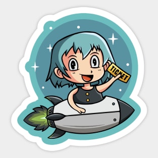 Cute Girl Riding Rocket Sticker
